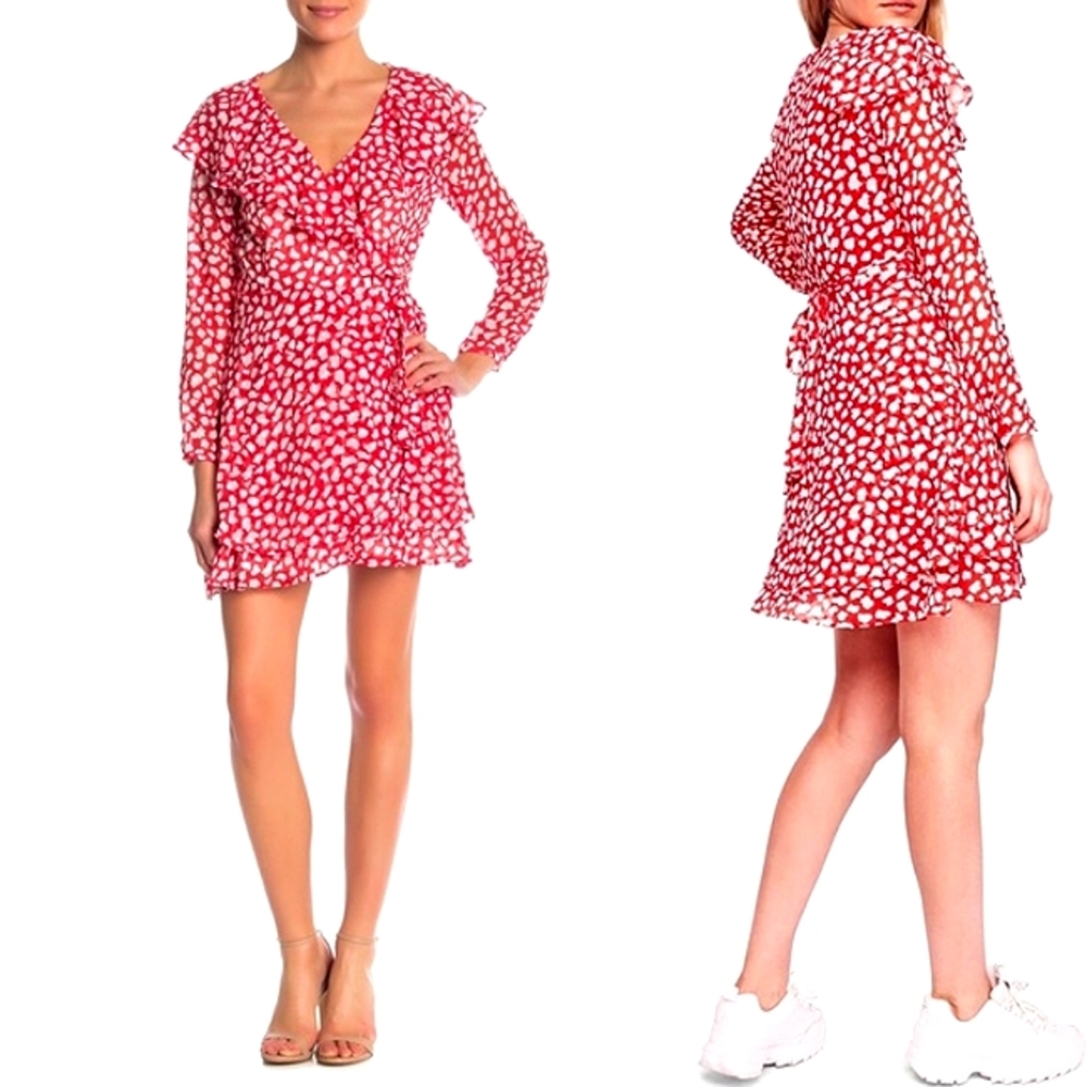 Free People Wrap Ruffles Chiffon Dress
